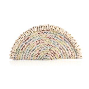 NWOT WILLA HALF-MOON COWRIE SHELL CLUTCH - colorful